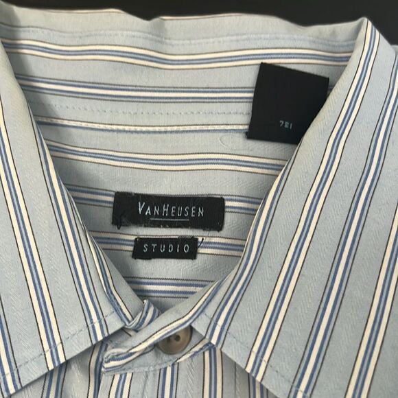 Men's Van Heusen Studio Long Sleeve Button Down Collared Dress Shirt ~ 17-17 1/2 - Picture 6 of 8